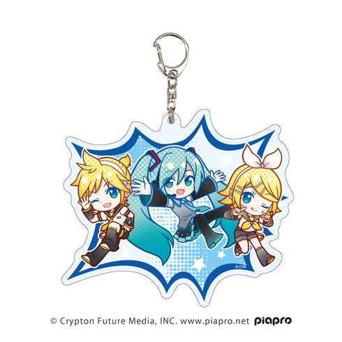『ピアプロキャラクターズ』デカアクリルキーホルダー 01/初音ミク&鏡音リン&鏡音レン コミック風ver.(ミニキャライラスト)