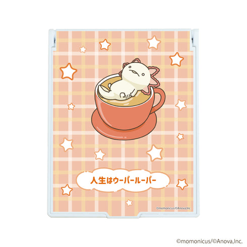 『人生はウーパールーパー』デカキャラミラー 01/コーヒーに浮かぶアルビノ(描き下ろしイラスト)