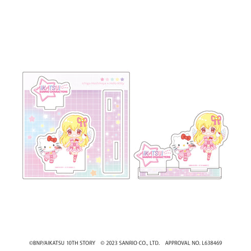 『アイカツ!×サンリオキャラクターズ』アクリルフィギュアプレート 01/星宮いちご×ハローキティ(ミニキャライラスト)