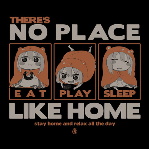『干物妹!うまるちゃんR』うまるのやっぱりおうちが一番 Tシャツ BLACK