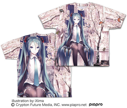 『初音ミク』 初音ミク cherry blossoms 両面フルグラフィックTシャツ