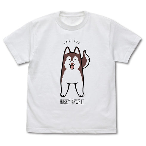 『ハマジ』ハスキー KAWAII Tシャツ / チョコレート&ホワイト