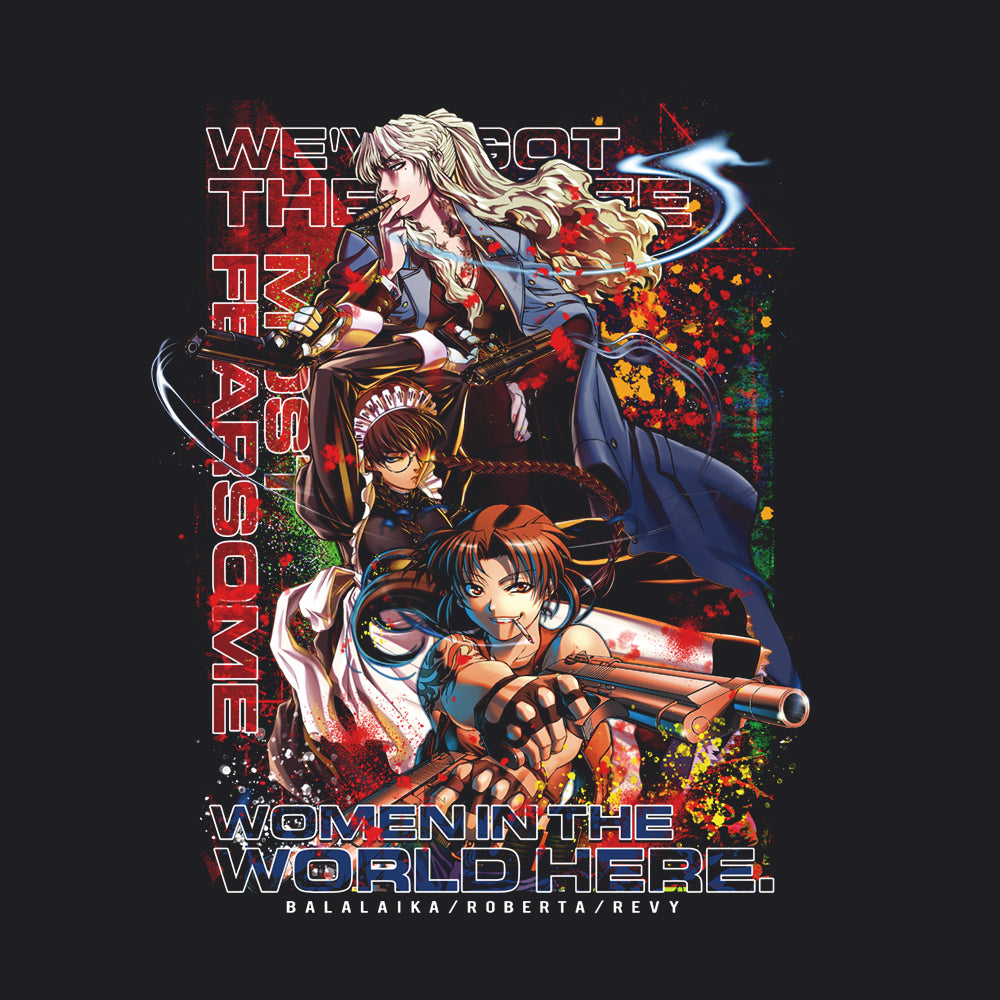 『BLACK LAGOON』地球で一番おっかない女の上位三人のフルカラーTシャツ