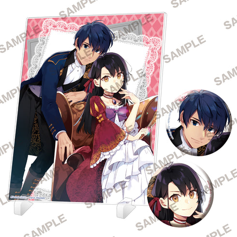 "Beads Log Bunko" "Even Though I'm a Timid Young Lady, I Accepted My Shrewd Fiancé's Bet" "I'm Going to Become a Villainess for the History Books" Acrylic Panel & Pin Badge Set