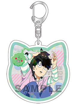 『モブサイコ100 Ⅲ』ホログラムアクリルキーホルダー 猫と仲良しVer. 影山茂夫&エクボ