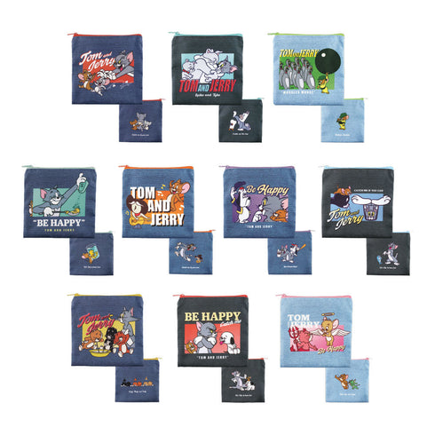 『トムとジェリー』トレーディングデニム風フラットポーチ【BOX】