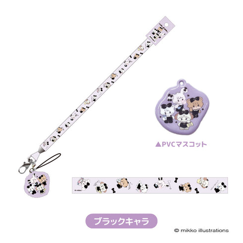 『mikko illustrations (Mikko)』 Mascot-Attached Neck Strap - Black Character