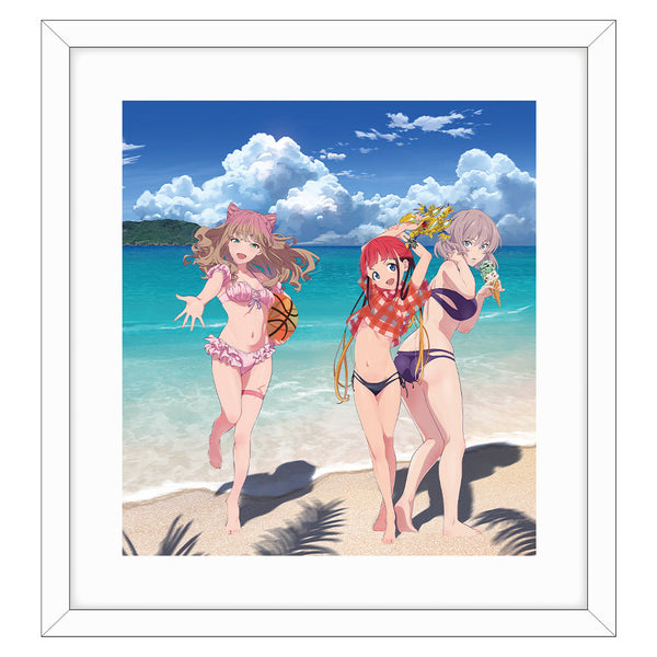 Gridman Universe Original High-Definition Art Print (Framed) (Miname Yume & Asukagawa Chise & Mujina/Swimsuit)