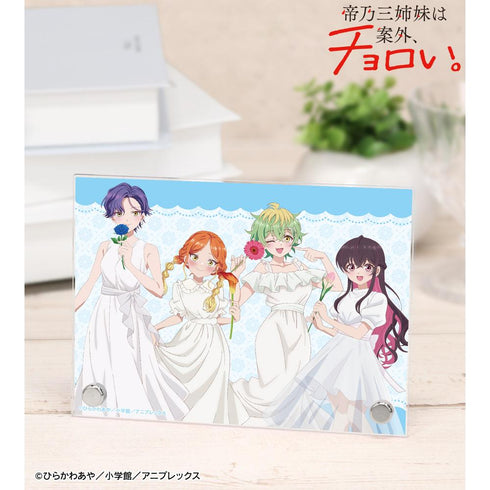 『帝乃三姉妹は案外、チョロい。』描き下ろし 集合 白いワンピースと花ver. A6アクリルパネル
