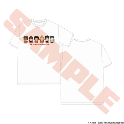 『炎炎ノ消防隊 参ノ章』ピクセルキャラTシャツ ホワイト XXL