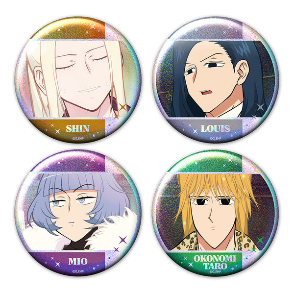 『えぶりでいホスト』ホログラム缶バッジ4個セット シン&ルイ&ミオ&おこのみ太郎