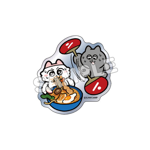 『ンめねこ』ホログラムダイカットステッカー なべ焼き風うどん