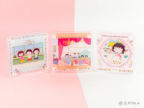 『ちびまる子ちゃん 90's Chibi Maruko Chan』かさなるアクリルコースターセット(3 枚組み) 90's Chibi Maruko Chan 01.遠足の準備が好きの巻