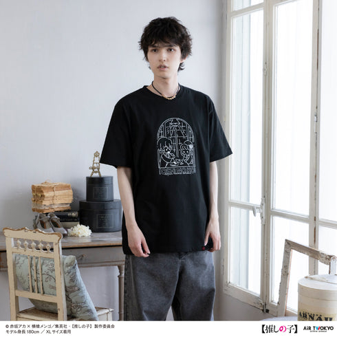 『【推しの子】』TVアニメ第2弾 モノトーンシーンイラストTシャツ 4(有馬かな&アクア)ブラック