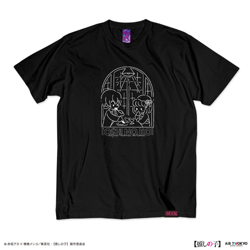 『【推しの子】』TVアニメ第2弾 モノトーンシーンイラストTシャツ 4(有馬かな&アクア)ブラック