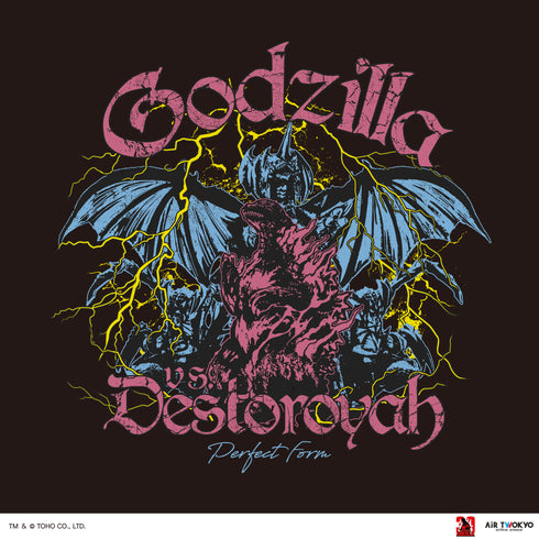 『ゴジラVデストロイア』30周年 シーンイラストTシャツ 6(ゴジラ&デストロイア)スミ