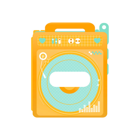 『推し活グッズ【ときメーク】』ラジカセ缶バッジフレーム_イエロー