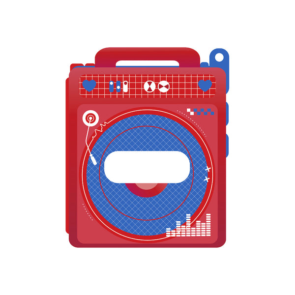 『推し活グッズ【ときメーク】』ラジカセ缶バッジフレーム_レッド