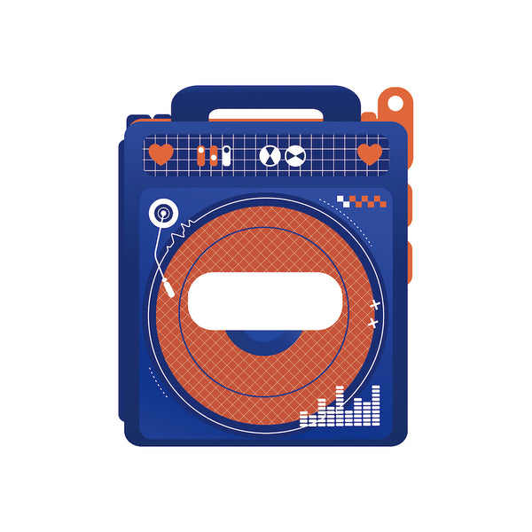 『推し活グッズ【ときメーク】』ラジカセ缶バッジフレーム_ブルー