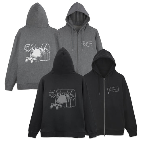 『葬送のフリーレン』ミミックに食べられるフリーレン ジップパーカー ブラック XXL