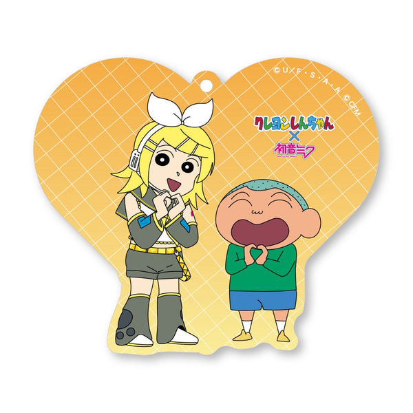 『クレヨンしんちゃん×初音ミク』ハート型アクリルキーホルダー 鏡音リンとマサオくん