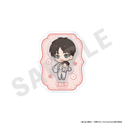 『進撃の巨人』ミニキャラホワイトコーデシリーズ 2層アクリルバッジ(エレン)