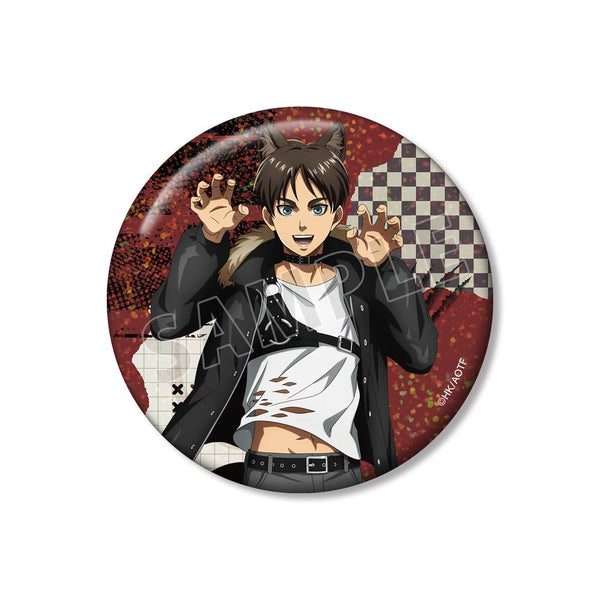 『進撃の巨人』描き下ろし エレン 狼男ver. 75mmホログラム缶バッジ