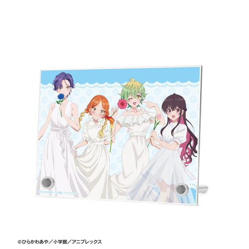 『帝乃三姉妹は案外、チョロい。』描き下ろし 集合 白いワンピースと花ver. A6アクリルパネル