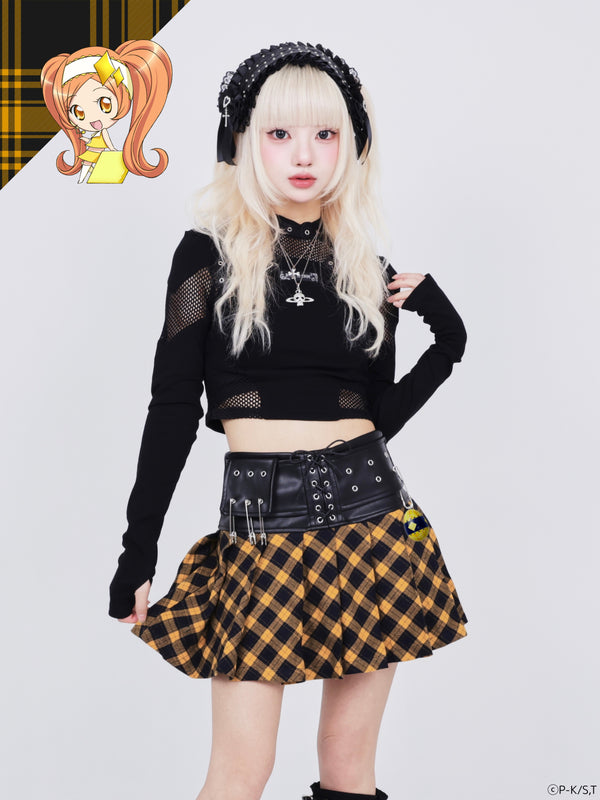 『守護甜心!』QOOZA × 守護甜心! / 附飾品皮革格紋短裙〔鑽石款〕