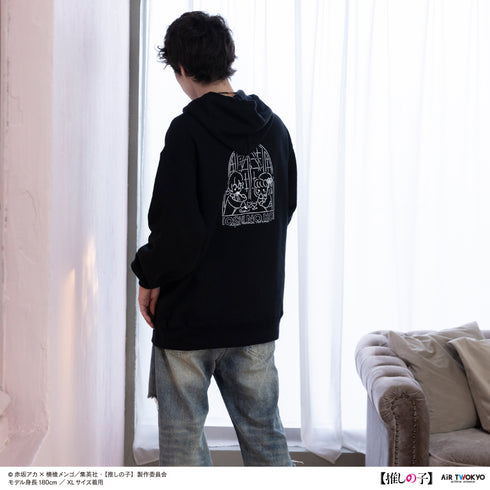 『【推しの子】』TVアニメ第2弾 モノトーンシーンイラストパーカー 4(有馬かな&アクア)ブラック