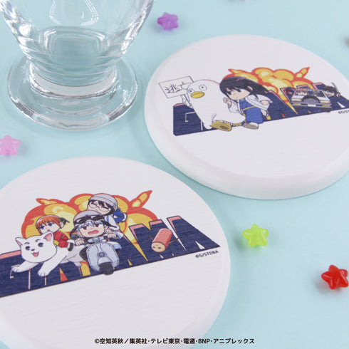 『銀魂』珪藻土コースター 01.坂田銀時・志村新八・神楽・定春