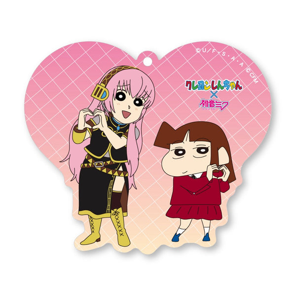 《蜡笔小新×初音未来》心形亚克力钥匙扣 巡音流歌与小爱