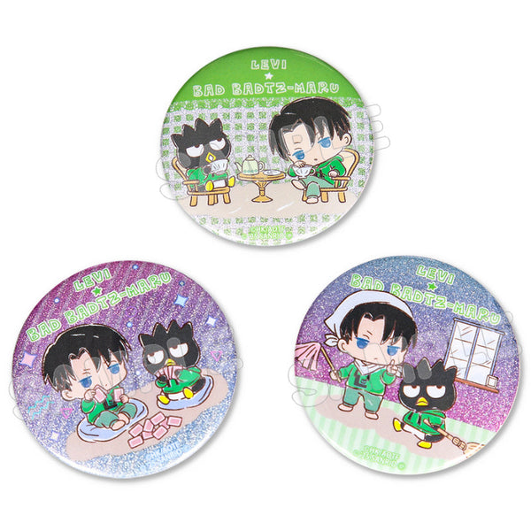 『進撃の巨人×サンリオキャラクターズ』4 グリッター缶バッジセット リヴァイ×バッドばつ丸
