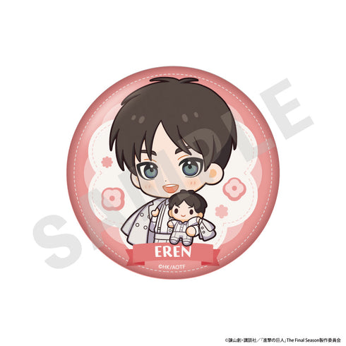 『進撃の巨人』ミニキャラホワイトコーデシリーズ ふわふわ缶ミラー(エレン)