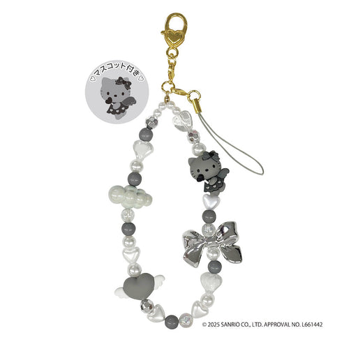 『HELLO KITTY BLACK ANGEL』ハローキティ フォンストラップ グレー【202510再販】