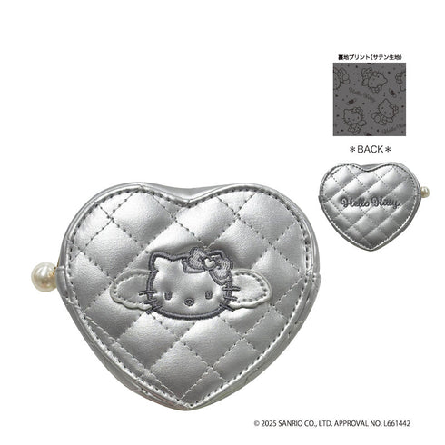 『HELLO KITTY BLACK ANGEL』ハローキティ キルティングハートコインケース シルバー【202510再販】