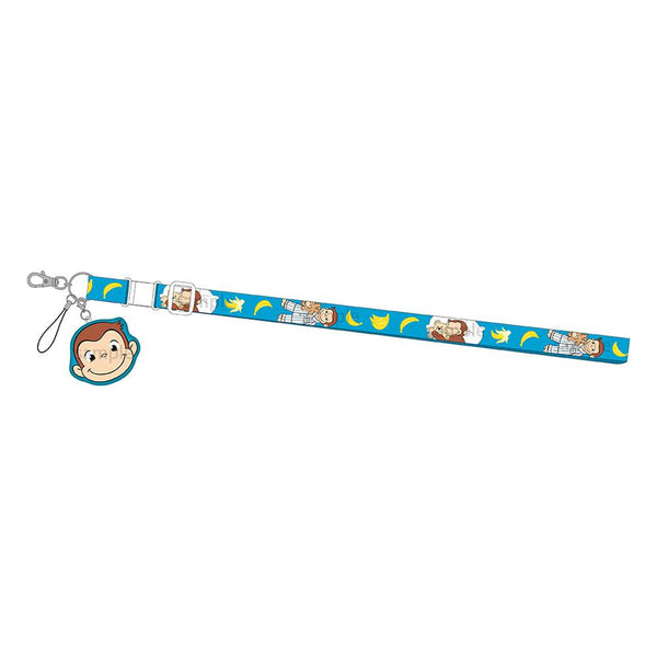 『おさるのジョージ』マスコット付きショルダーストラップ ブルー