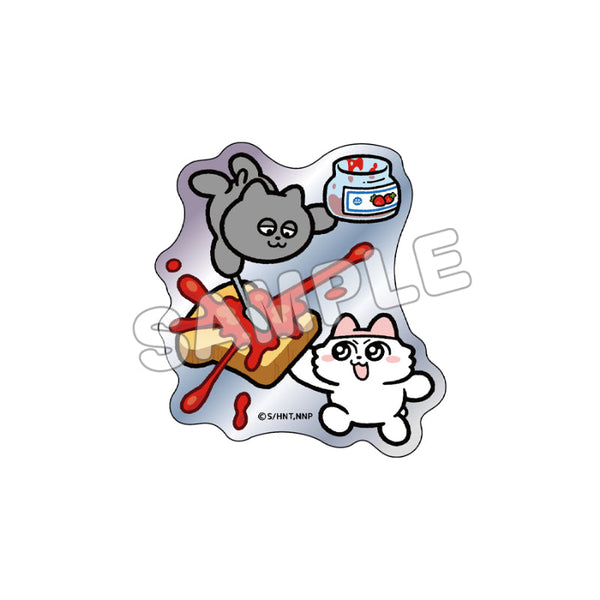 『ンめねこ』ホログラムダイカットステッカー イチゴジャムトースト