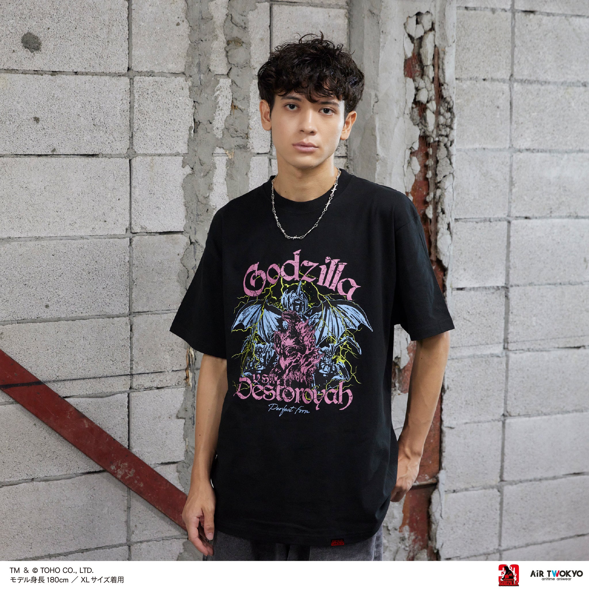 『ゴジラVデストロイア』30周年 シーンイラストTシャツ 6(ゴジラ&デストロイア)スミ