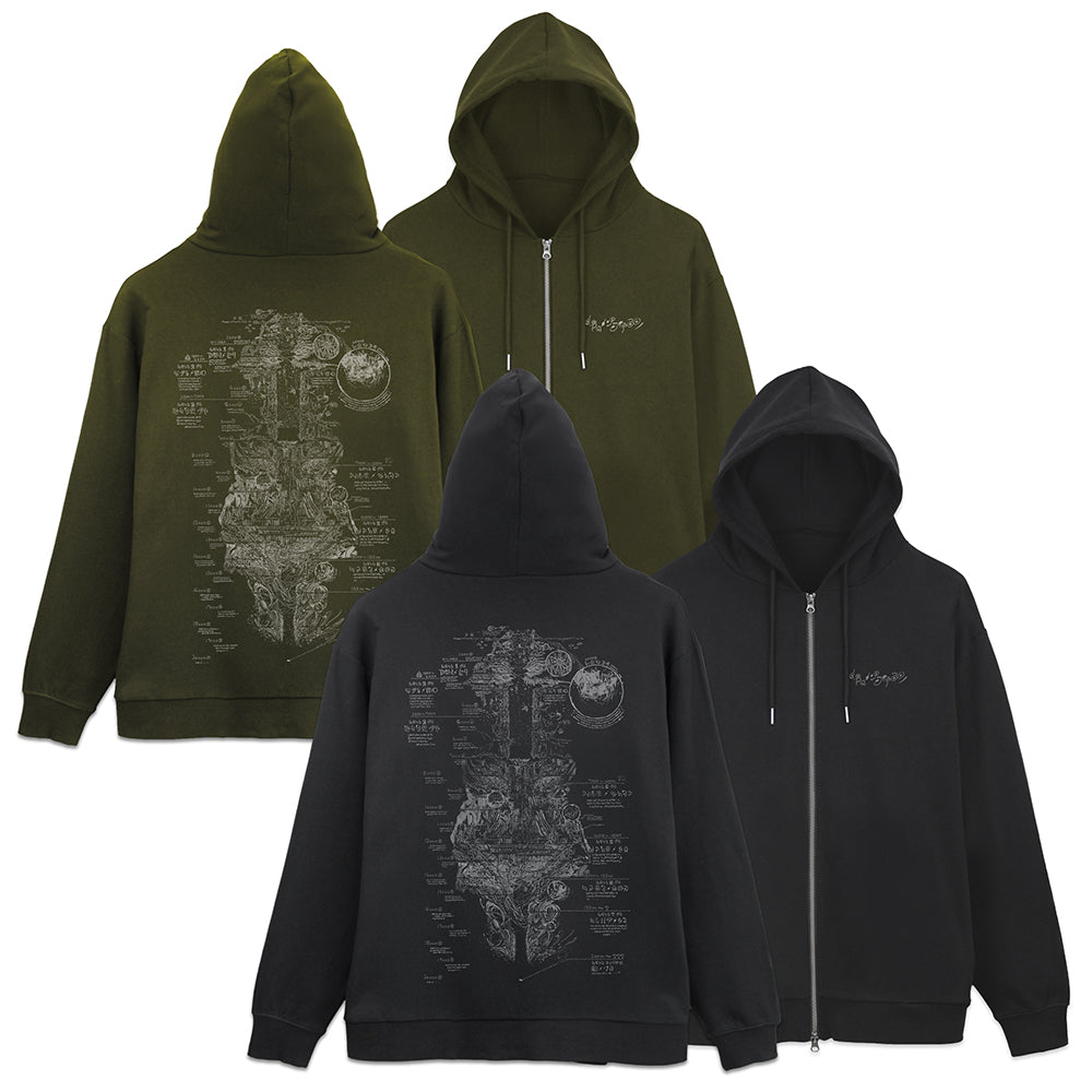 『メイドインアビス 烈日の黄金郷』アビス地図 ジップパーカー Ver.2.0 ブラック M