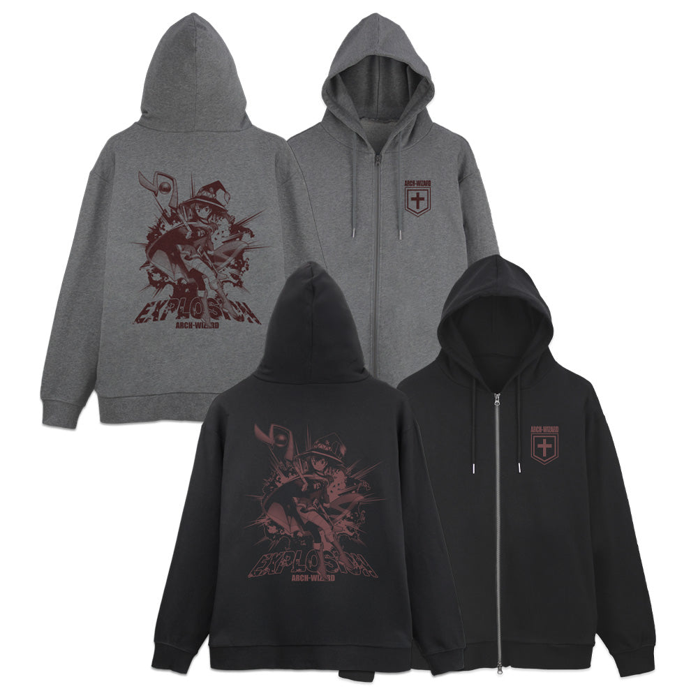 『この素晴らしい世界に祝福を!』めぐみん EXPLOSION ジップパーカー Ver.2.0 ミックスグレー XL