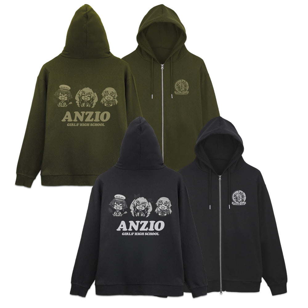 『ガールズ&パンツァー 最終章』アンツィオ高校 ジップパーカー モス XL