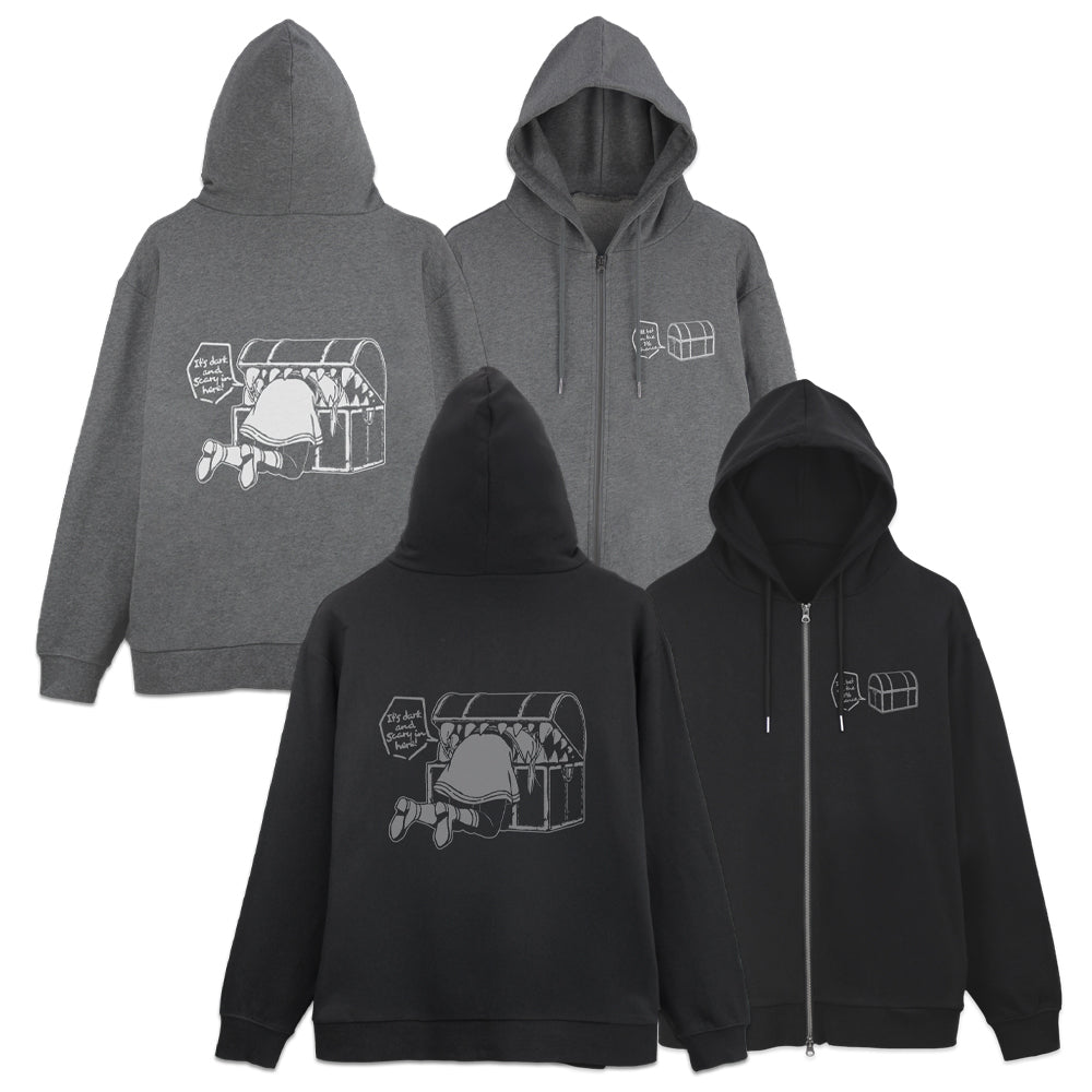 『葬送のフリーレン』ミミックに食べられるフリーレン ジップパーカー ミックスグレー XXL