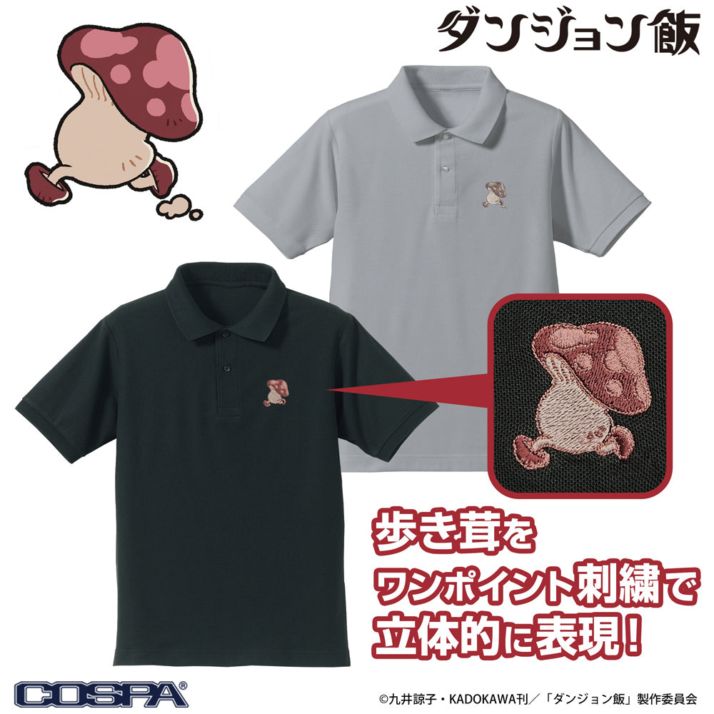 『ダンジョン飯』歩き茸 ワンポイント刺繍ポロシャツ ブラック S