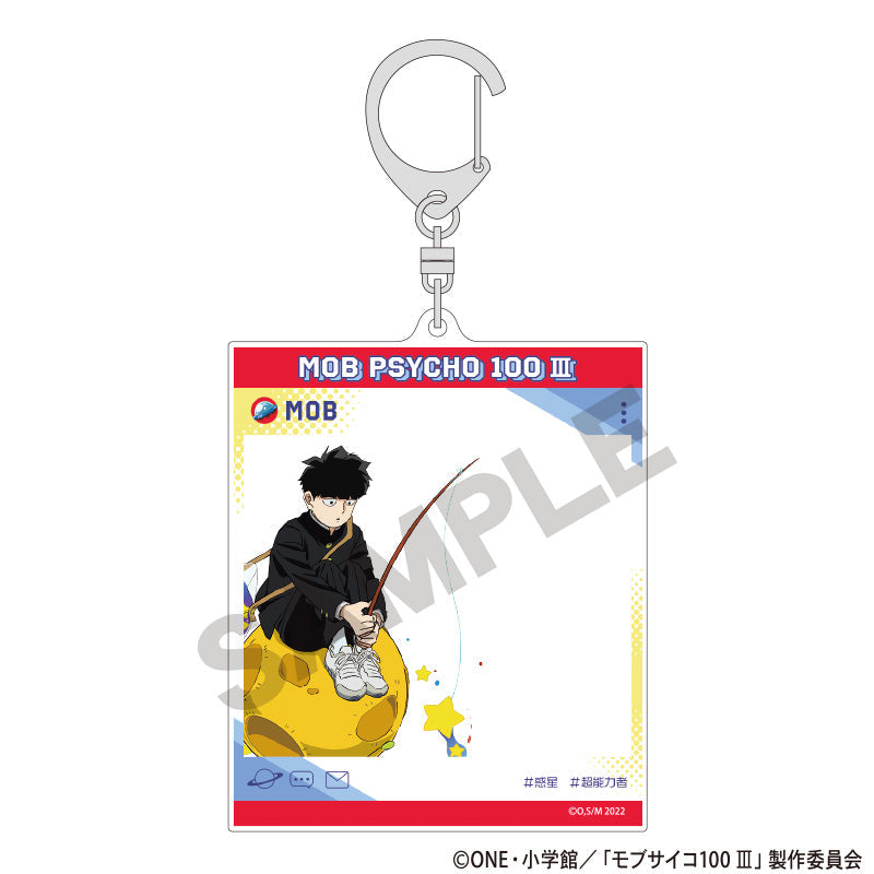 新品未使用 モブサイコ100 影山茂夫 アクリルスタンド 缶バッチ キーホルダー モブサイコ100 Ⅲ_描き下ろしイラスト 影山茂夫＆エクボ