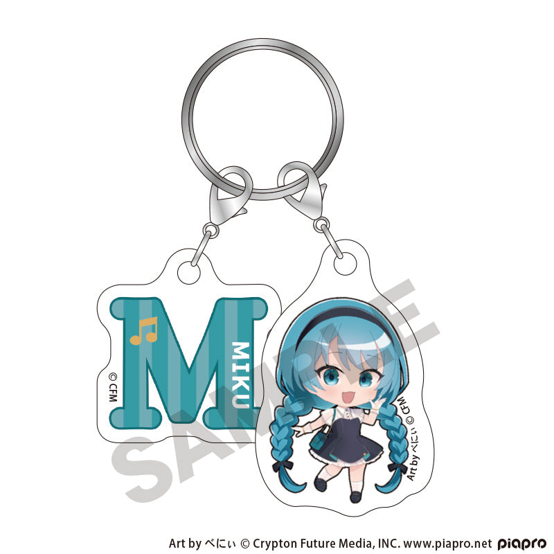 『初音ミク』ちび2連イニシャルキーチェーン クラシカルレトロミニキャラ