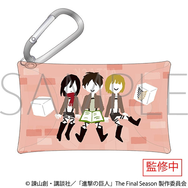 『進撃の巨人』カラビナ付きクリアポーチ/ゆるパレット エレン&ミカサ&アルミン