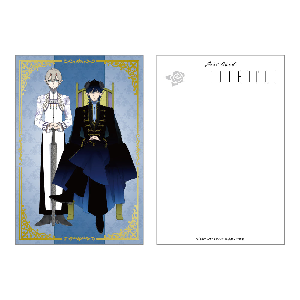 『悪役令嬢の中の人-断罪された転生者のため嘘つきヒロインに復讐いたします-』箔押しポストカード アンヘル&クリムト