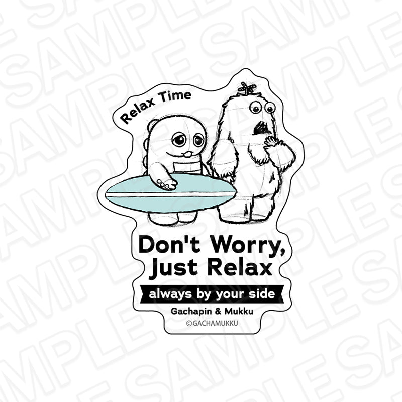 『ガチャピン・ムック』ステッカー Don't Worry,Just Relax college ver.