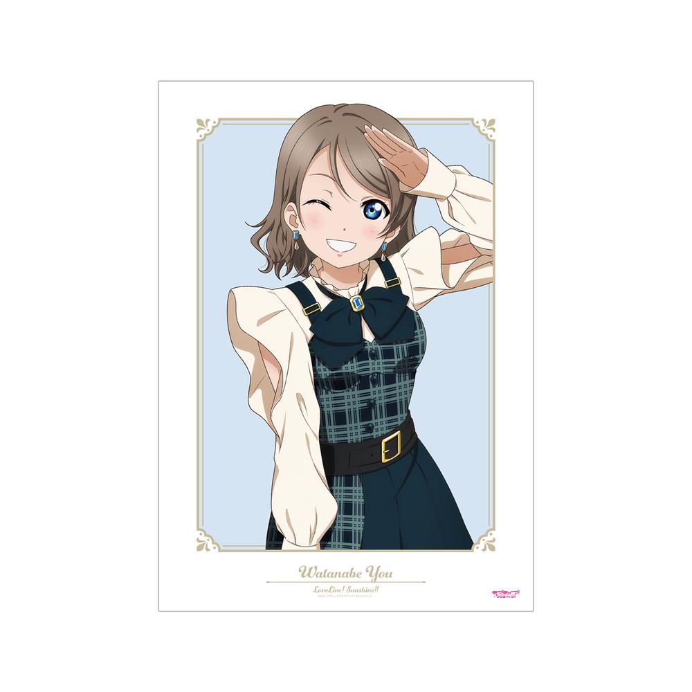 『ラブライブ!サンシャイン!!』描き下ろし 渡辺 曜 チェックワンピース衣装ver. A3マット加工ポスター【202510再販】